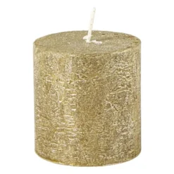 Kaars rustiek - goud - 7x7 cm