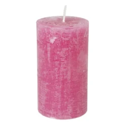 Kaars rustiek - roze - ø7x12 cm
