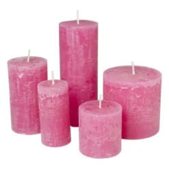 Kaars rustiek - roze - ø7x18 cm