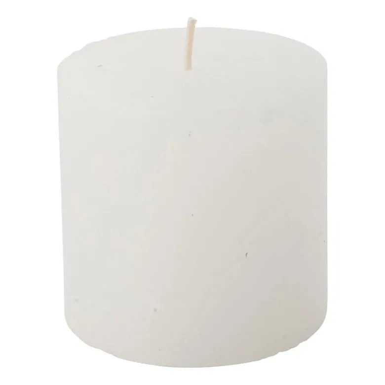 Kaars rustiek - wit - 7x7 cm