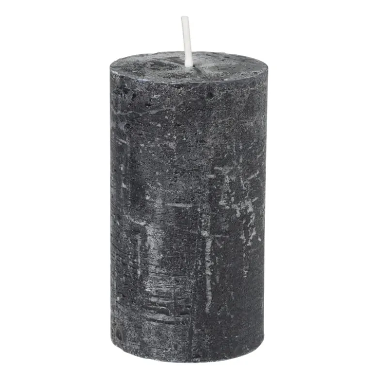 Kaars rustiek - zwart - ø7x12 cm