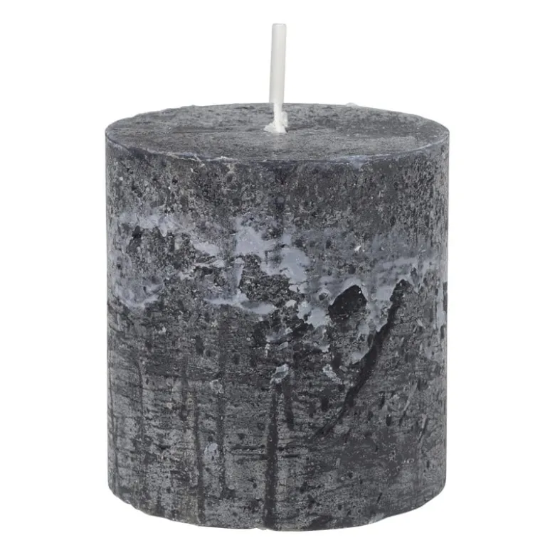 Kaars rustiek - zwart - ø7x7 cm