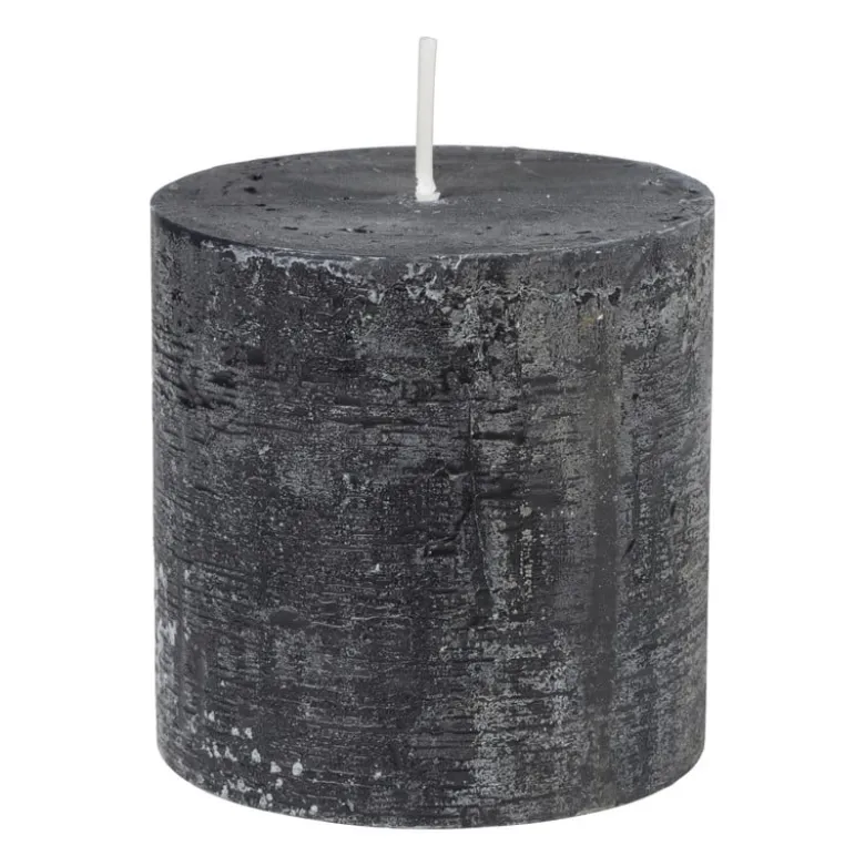 Kaars rustiek - zwart - ø10x10 cm