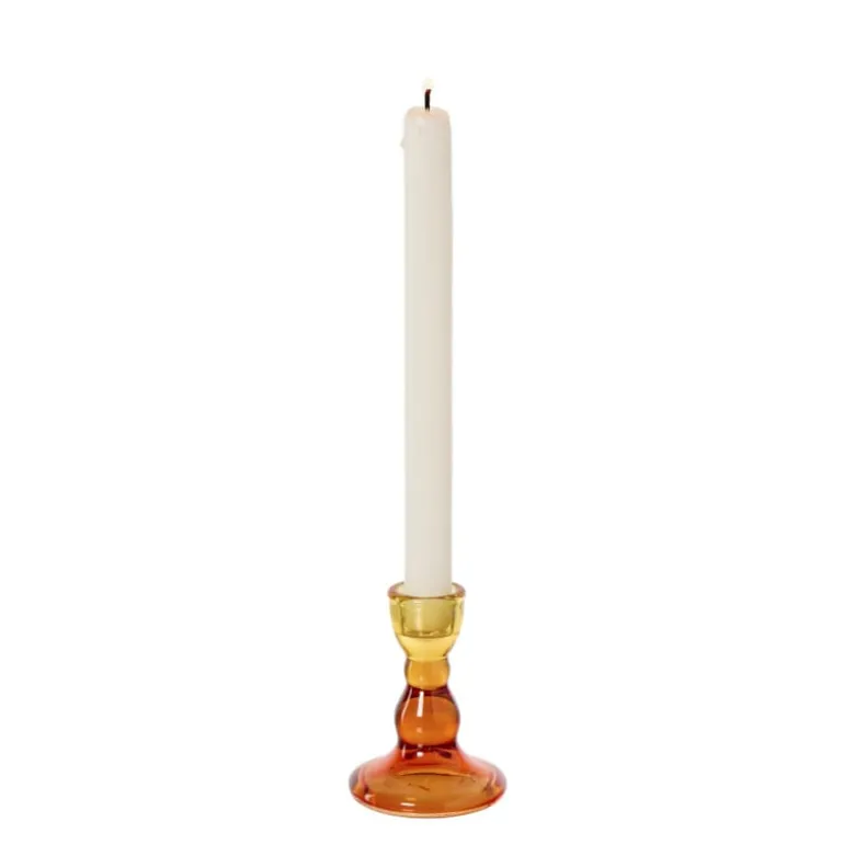Kandelaar duo - rood/geel - ø6.5x8.8 cm
