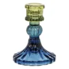 Kandelaar glas klein - groen/blauw - ø7.8x10 cm