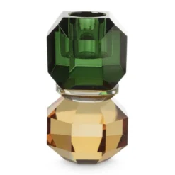 Kandelaar kristal - groen/oranje - ø5.5x9 cm