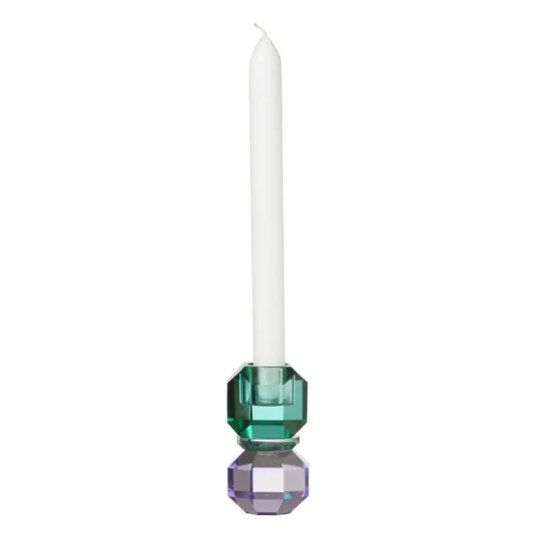 Kandelaar kristal - groen/paars - ø5.5x9 cm