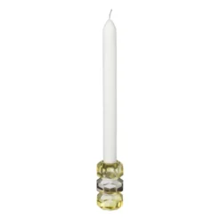 Kandelaar kristal 3-laags - geel/helder - 4x4x7 cm