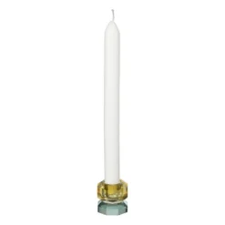Kandelaar kristal 2-laags - oker/groen - 4x4x4 cm