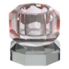 Kandelaar kristal 2-laags - roze/grijs - 4x4x4 cm
