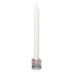 Kandelaar kristal 2-laags - roze/grijs - 4x4x4 cm