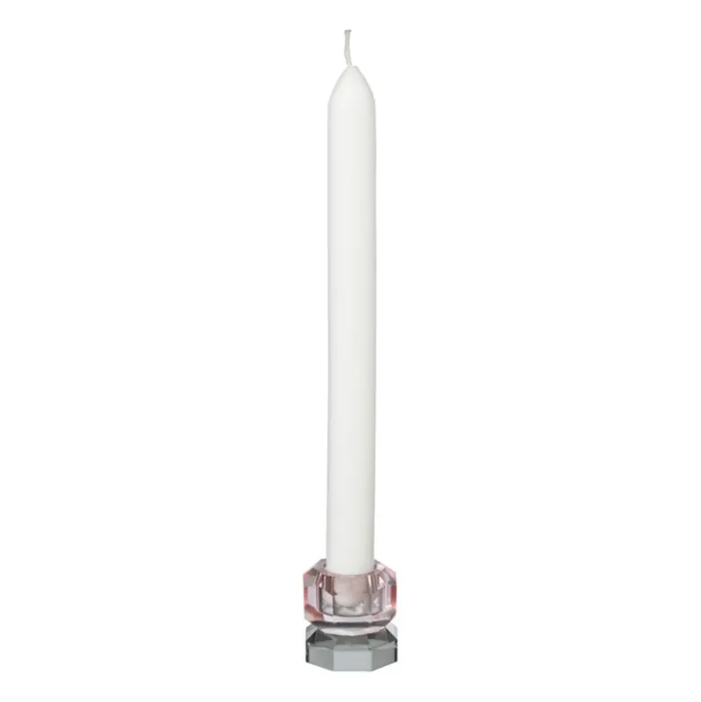 Kandelaar kristal 2-laags - roze/grijs - 4x4x4 cm