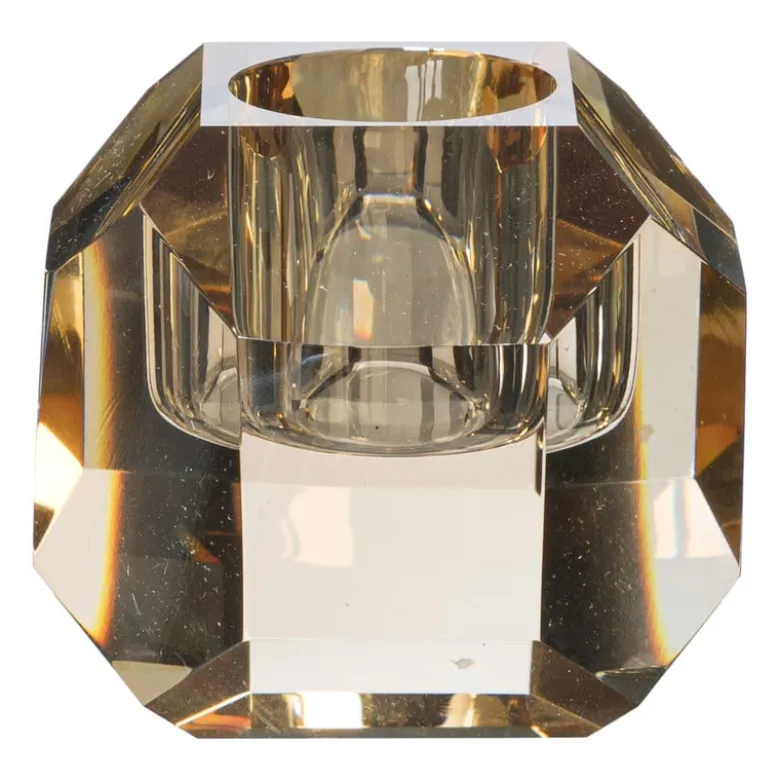 Kandelaar kristal - licht bruin - ø5x4.5 cm