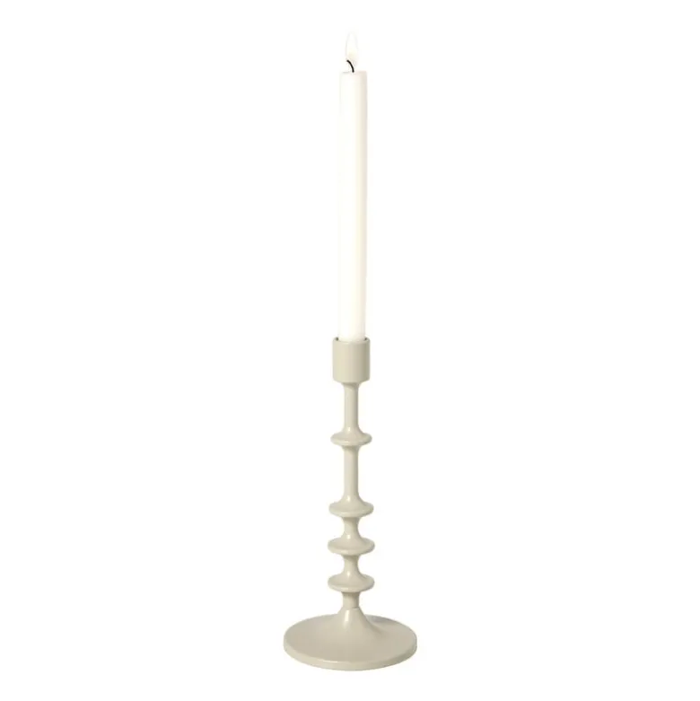 Kandelaar middel - beige - ø10x23.5 cm