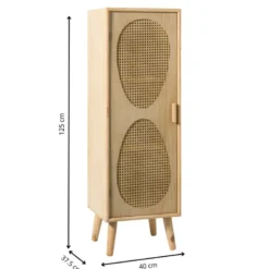 Kast Flores hoog met ovalen vlakken - bruin - 125x40x37.5 cm