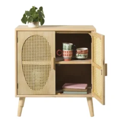 Kast Flores met ovalen vlakken - bruin - 78x70x37.5 cm