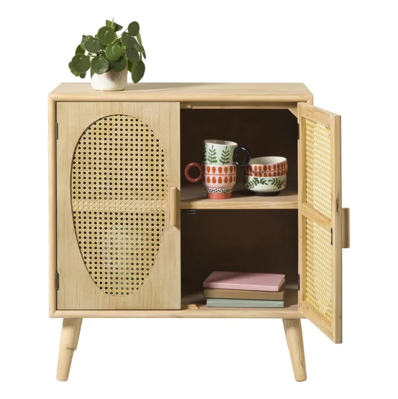 Kast Flores met ovalen vlakken - bruin - 78x70x37.5 cm