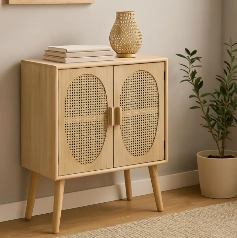 Kast Flores met ovalen vlakken - bruin - 78x70x37.5 cm