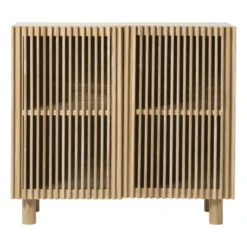 Kast Japandi met 2 deuren - bruin - 80x72x33 cm
