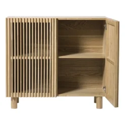 Kast Japandi met 2 deuren - bruin - 80x72x33 cm