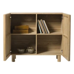Kast Japandi met 2 deuren - bruin - 80x72x33 cm