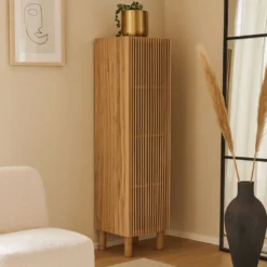 Kast Japandi smal - bruin - 145x40x33 cm
