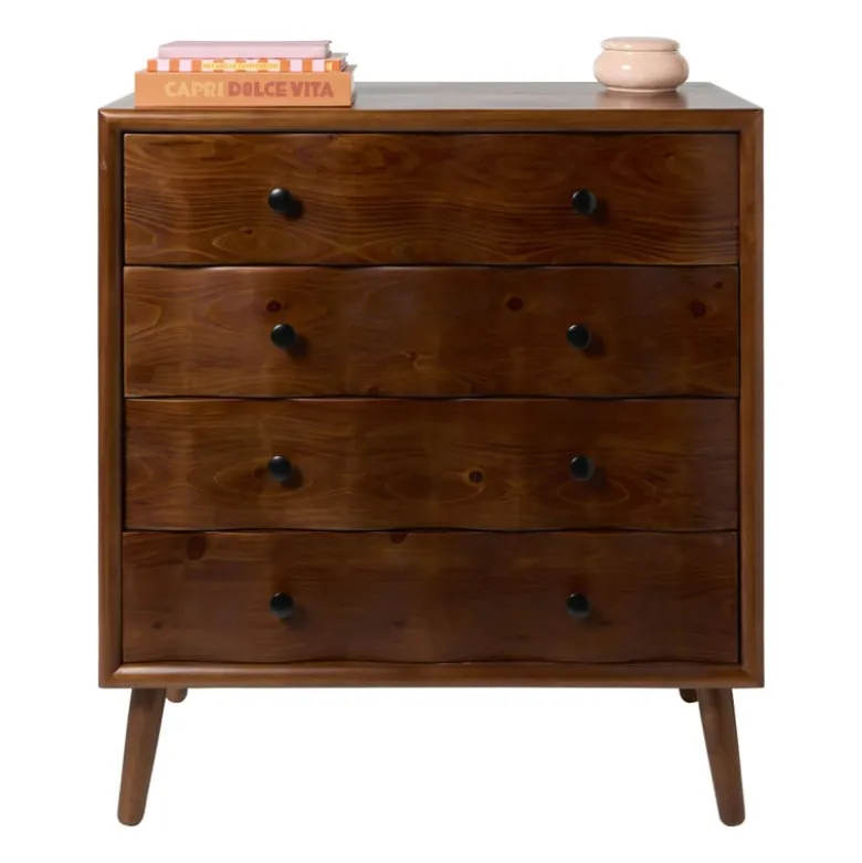 Kast retro met 4 lades - donkerbruin - 87.5x80x40.5 cm