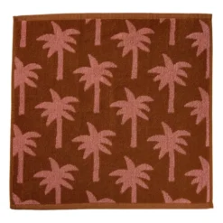 Keukendoek palmboom - roze/bruin - 50x50 cm