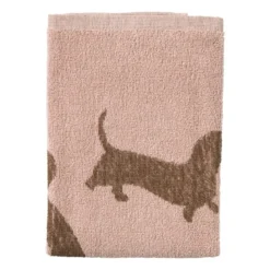 Keukendoek teckels - roze/bruin - 50x50 cm