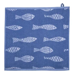 Keukendoek vissen - blauw/wit - 50x50 cm