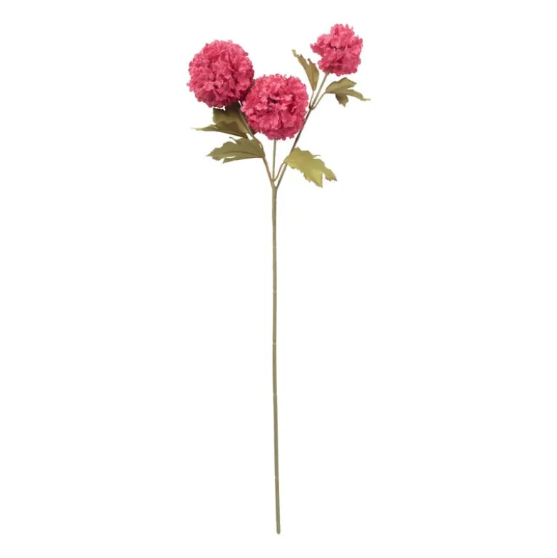 Kunstbloem met 3 hortensia's - fuchsia - 69 cm