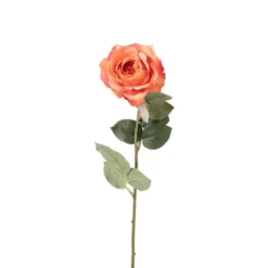 Kunstbloem roos - oranje - 64 cm