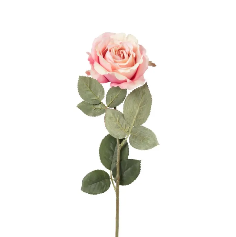 Kunstbloem roos - roze - 64 cm