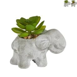 Kunstplantje in olifantje - diverse varianten - 5.5x9x7 cm