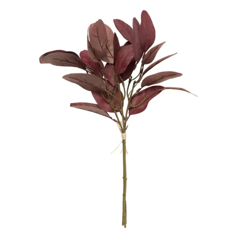 Kunsttak met bladeren - rood - 37 cm