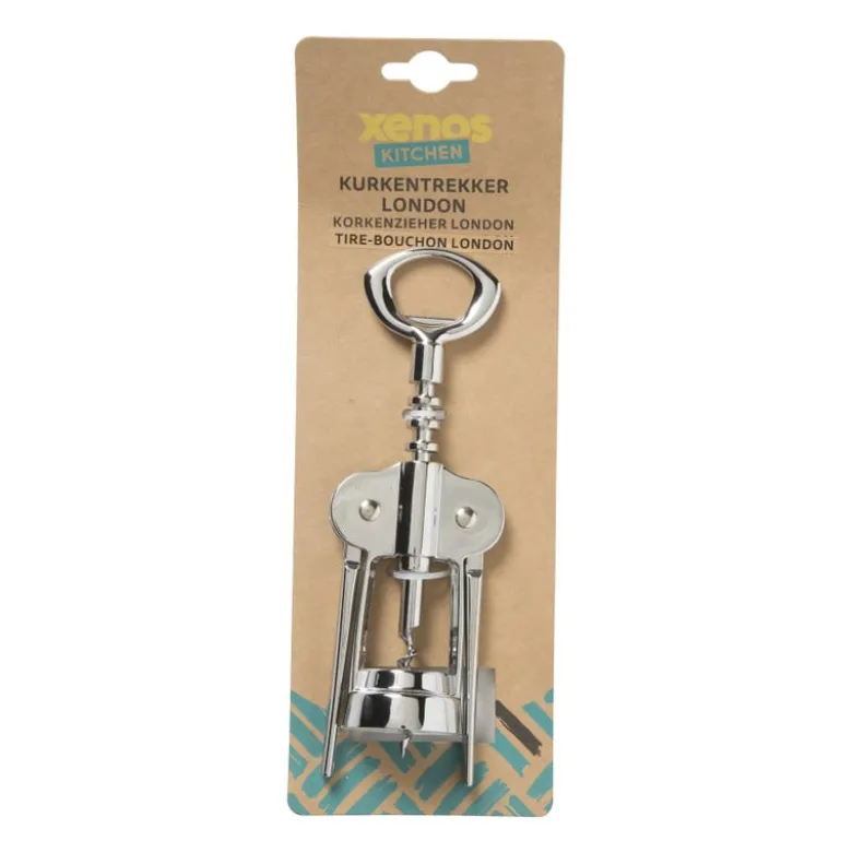 Kurkentrekker London - zilverkleurig - 19.5 cm