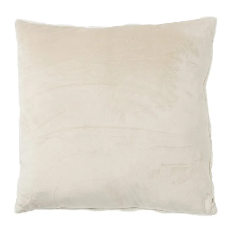 Kussen geblokt teddy - beige - 45x45 cm