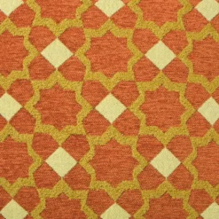 Kussen jacquard bloemen - oranje - 45x45 cm