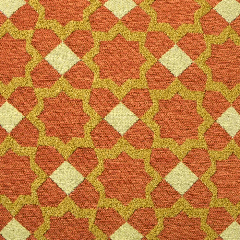 Kussen jacquard bloemen - oranje - 45x45 cm