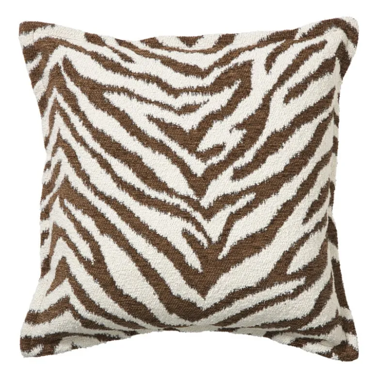 Kussen jacquard zebra - bruin/wit - 45x45 cm