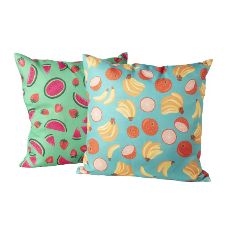 Kussen watermeloen & aardbei - groen/roze - 45x45 cm