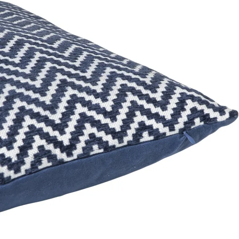 Kussen zigzag - blauw - 45x45 cm