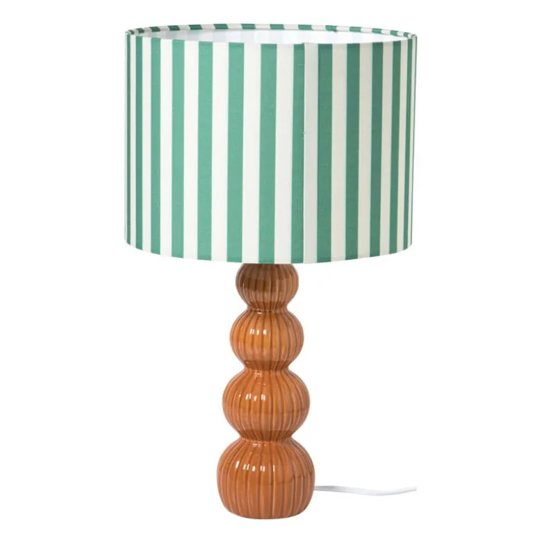 Lampenkap streep - groen/wit - ø24.5x17.5 cm
