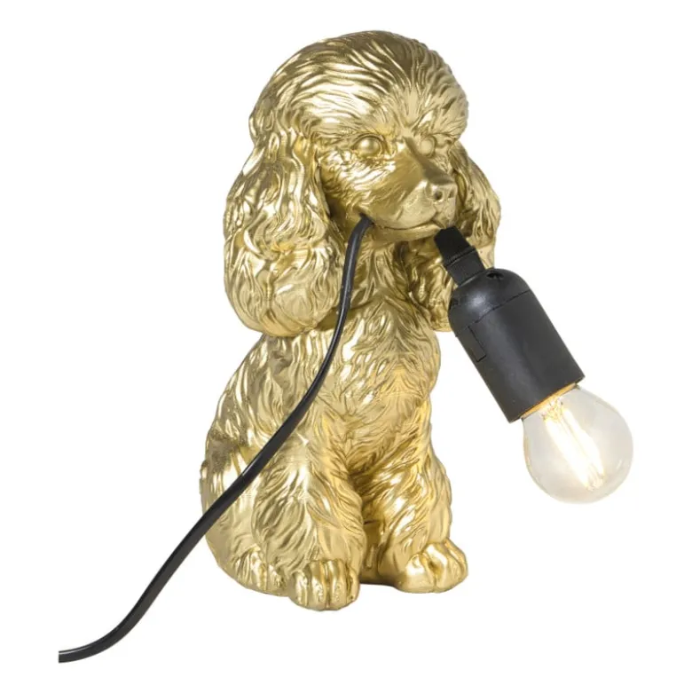 Lampvoet poedel - goudkleurig - 24.5x20.5x12.5 cm