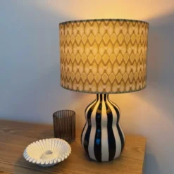 Lampvoet streepjes - zwart/wit - ø13.7x20 cm