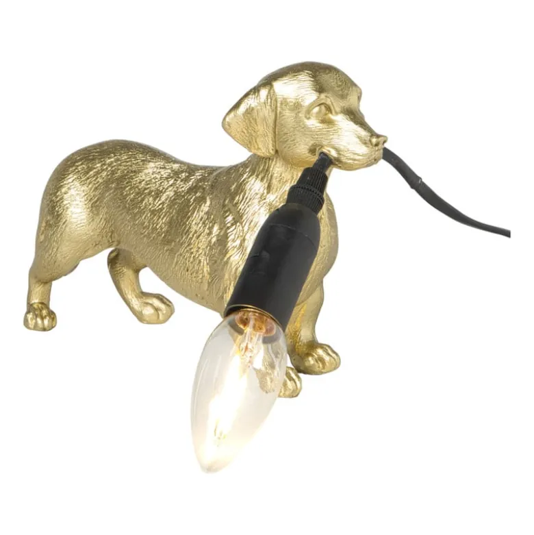 Lampvoet teckel - goudkleurig - 25x14.5x7.5 cm