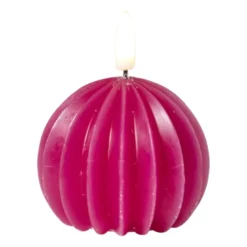 LED kaars bol - roze - ø7.5x6 cm