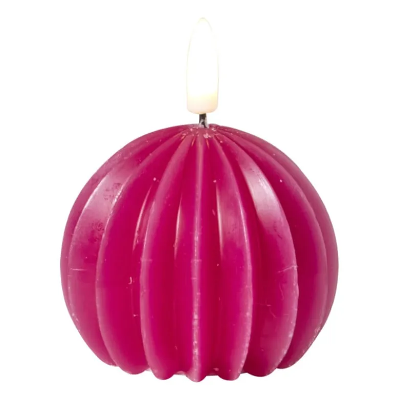 LED kaars bol - roze - ø7.5x6 cm