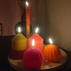 LED kaars bol - roze - ø7.5x6 cm