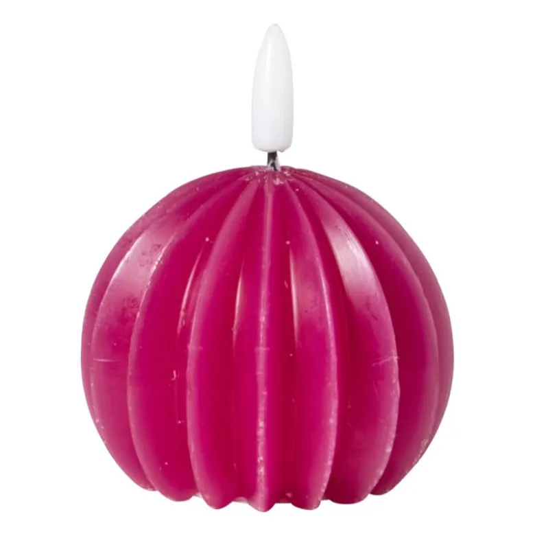 LED kaars bol - roze - ø7.5x6 cm
